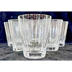 Laura Ashley Bubble Glass Tumblers Clear Textured Ribbed Drinking Glasses Set 6
